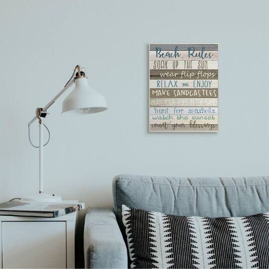 Stupell Industries Nautical Fun Beach Rules Wooden Wall Plaque